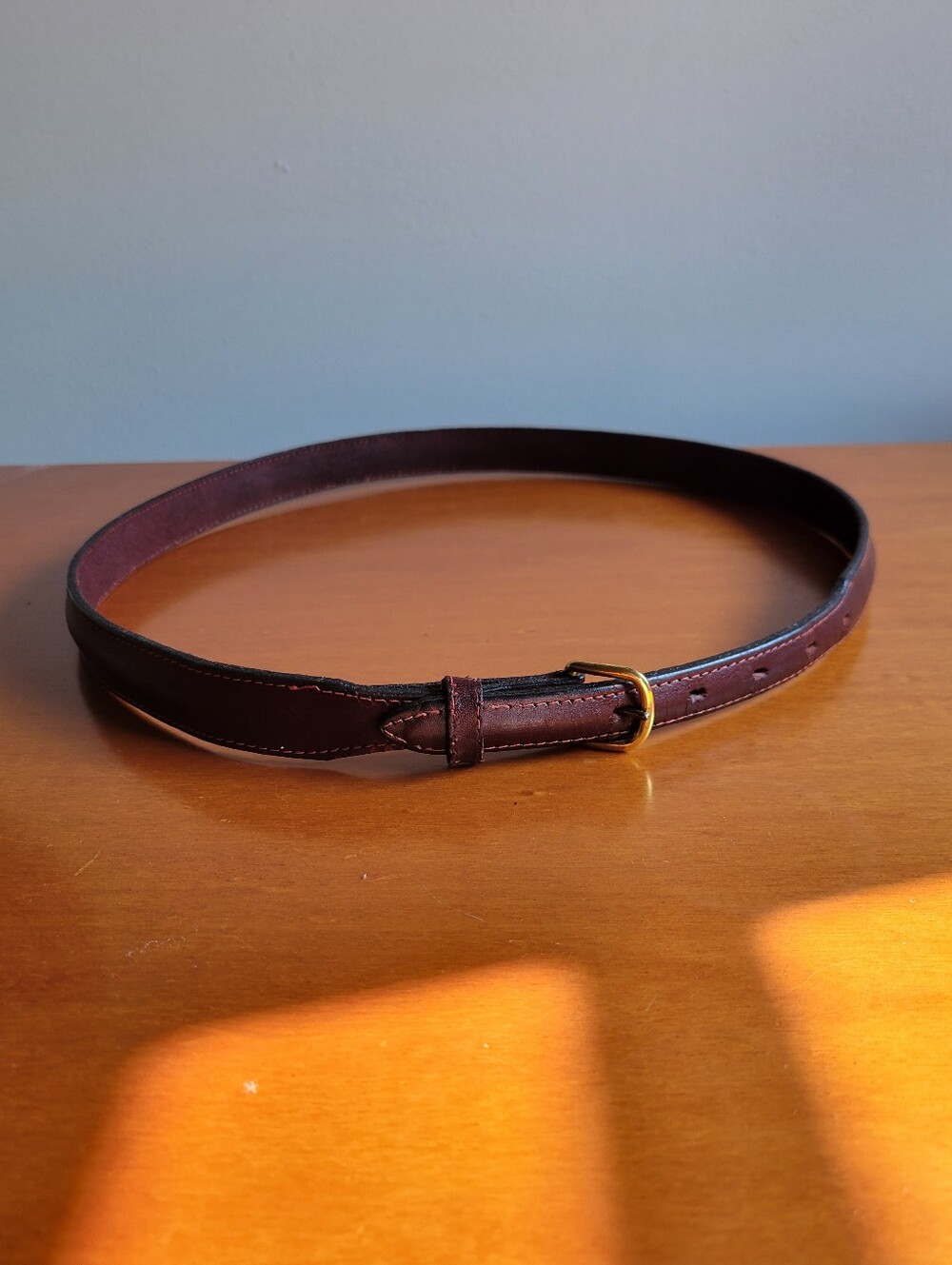 Thru The Loop Harness Leather Burgundy Belt Brass Buckle USA 38.5"